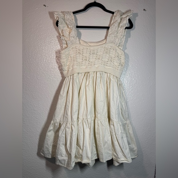 En Saison Cream Lace-Tiered Mini Dress - Picture 4 of 6